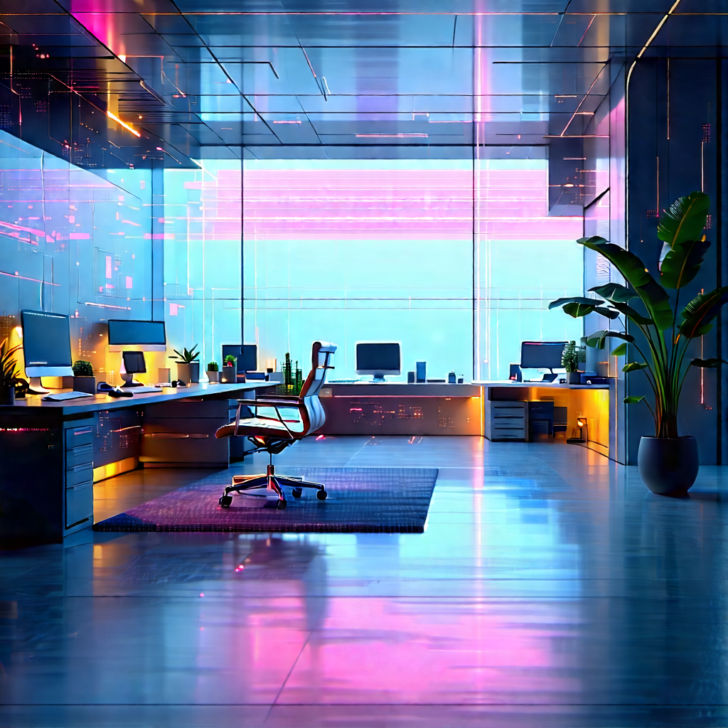 Futuristic Tech Startup Office With Image, There