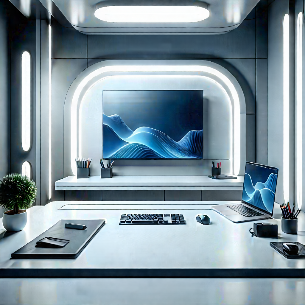 Futuristic (digital:1.48) workspace
