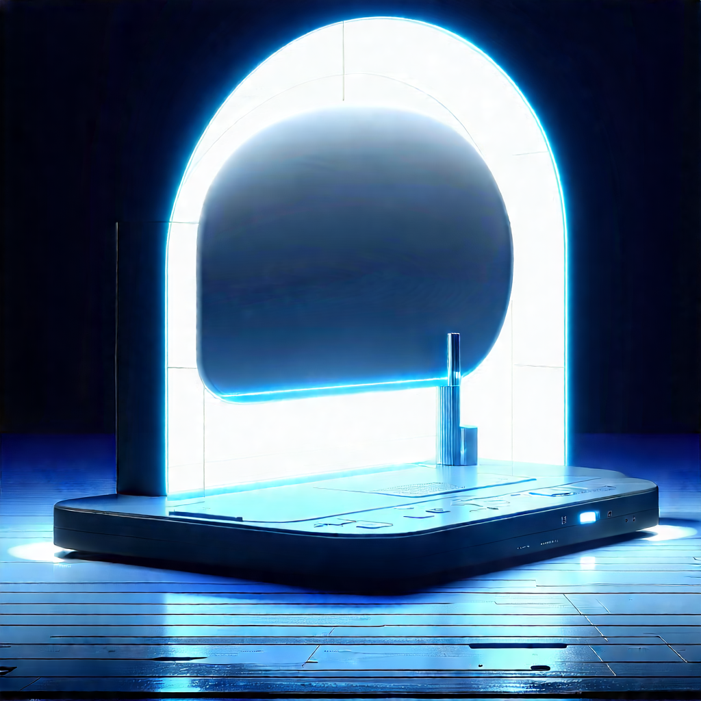 Futuristic Digital Workspace With Futuristic-looking Machine
