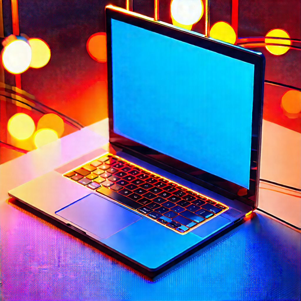 Laptop With Glowing Screen With Laptop Computer