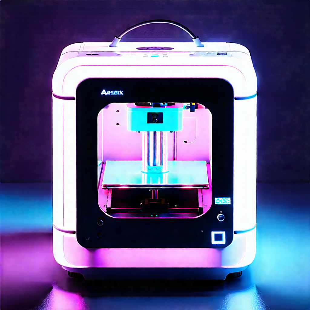 3d Printer With Neon Accents With White Printer