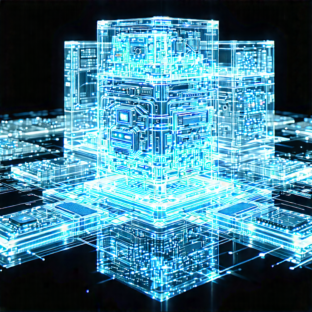 Quantum Computer With Blue Light (glow:1.38) With Representation Computer