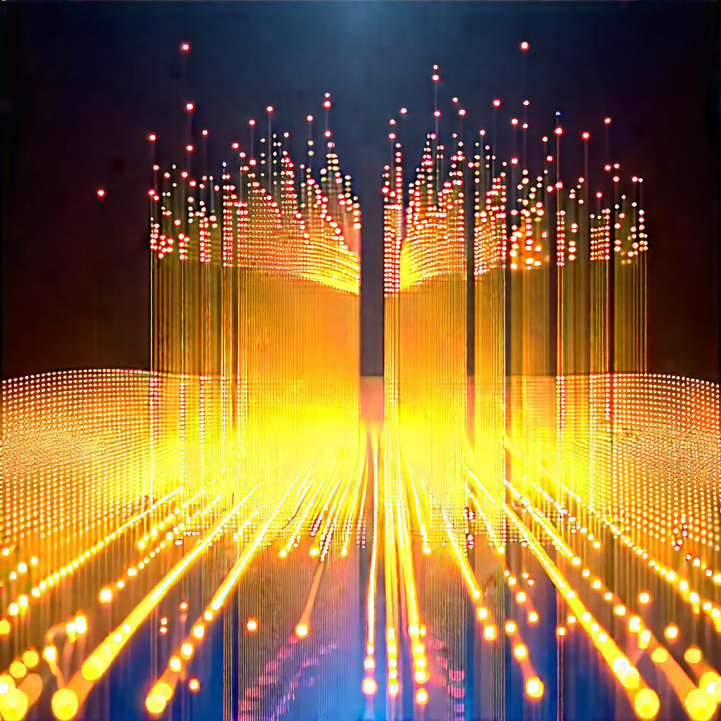 Close-up of fiber optic cables