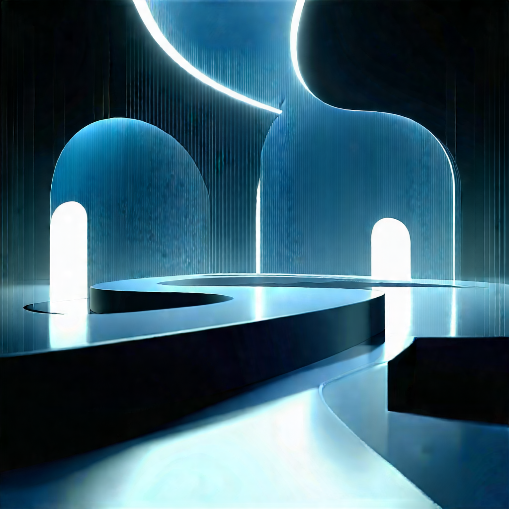 Futuristic Digital Workspace With Black White