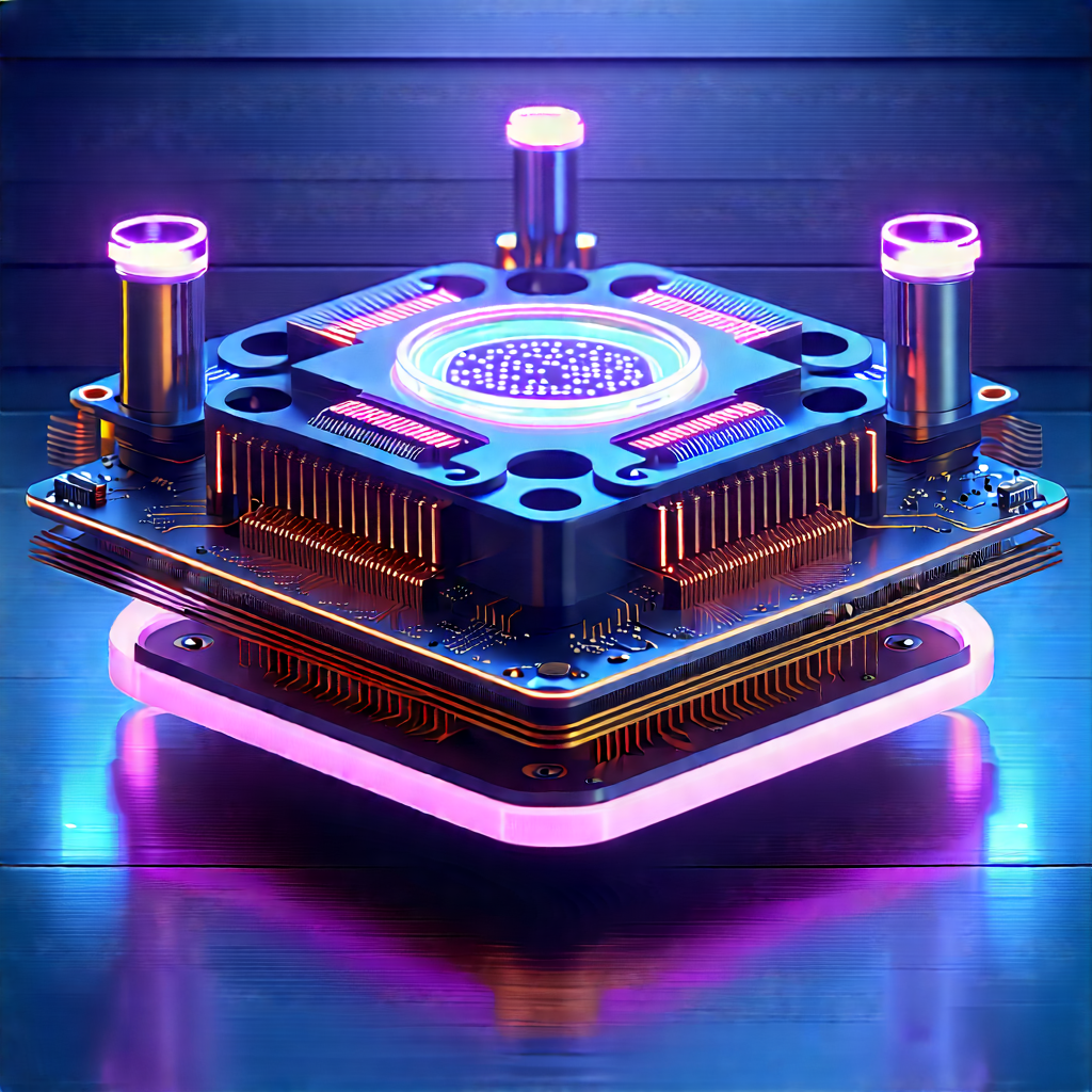 Quantum Computer With Neon Accents With Futuristic-looking Device
