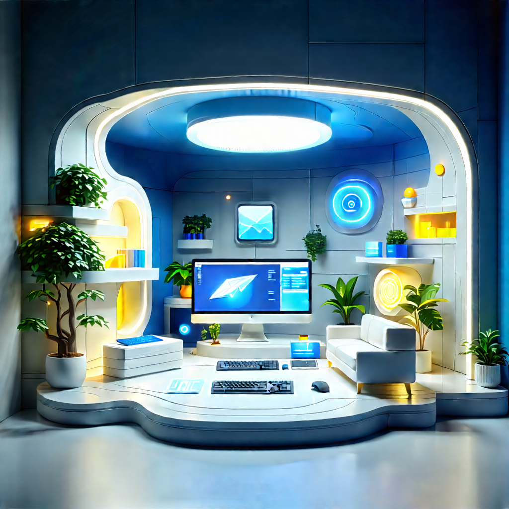 Futuristic Tech Startup Office With Image, There