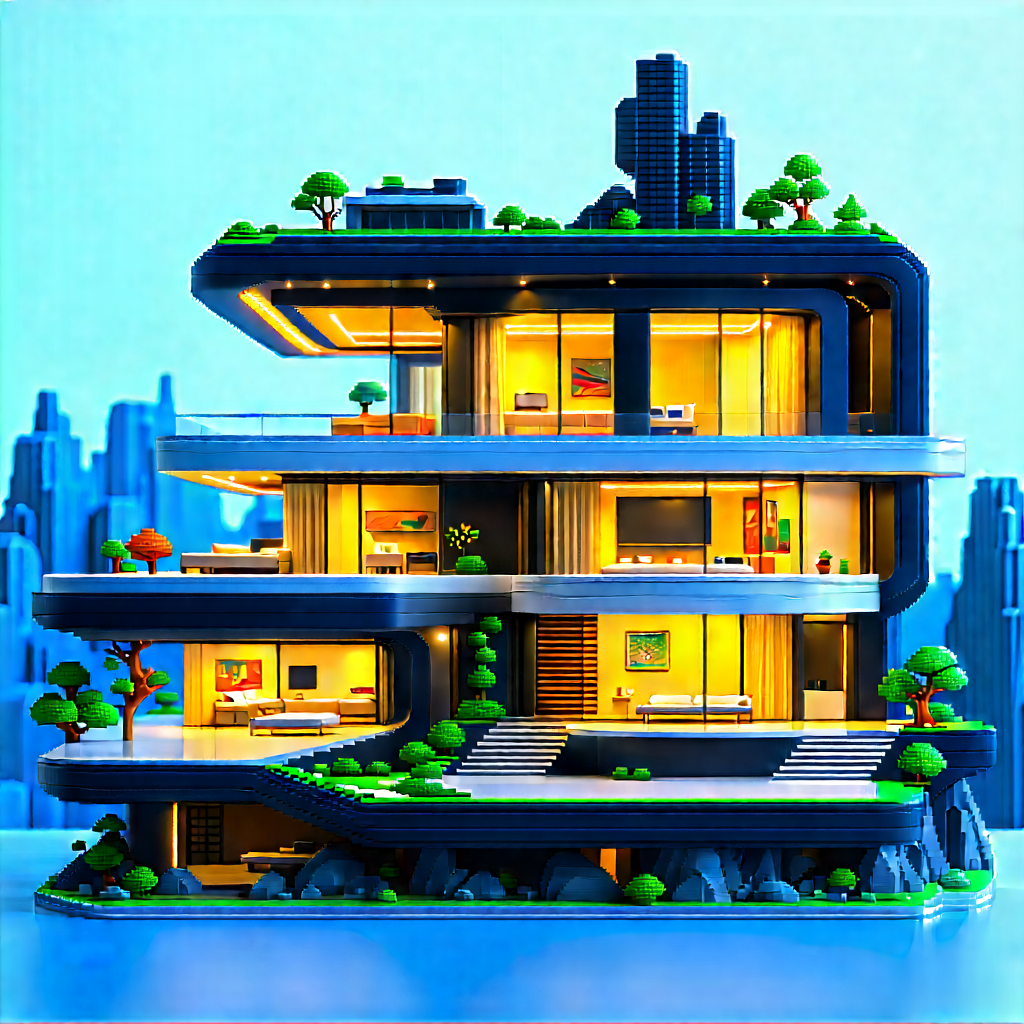 (futuristic:1.11) Smart Home With Large, Futuristic