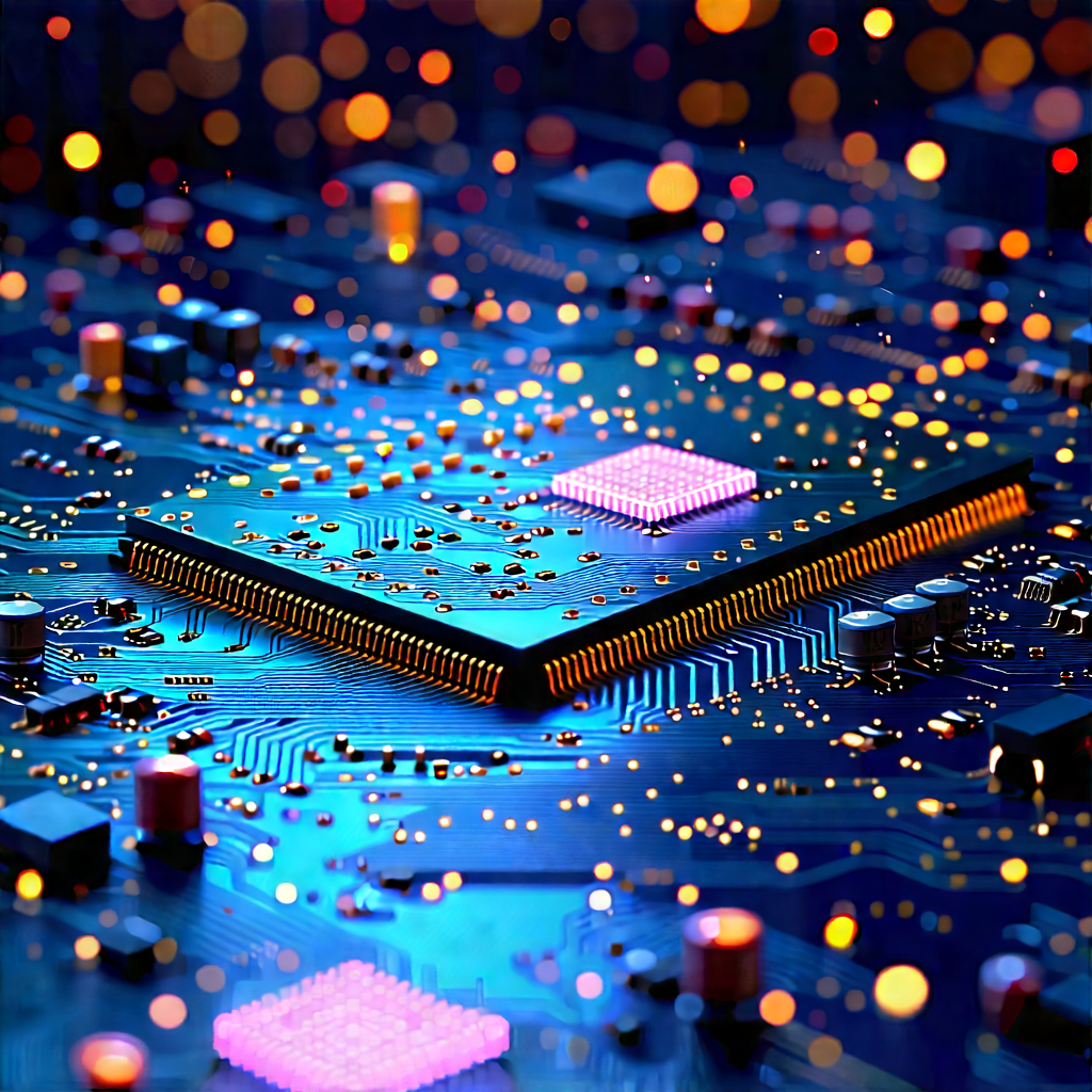Close-up Of Electronic Circuit With Close-up Computer