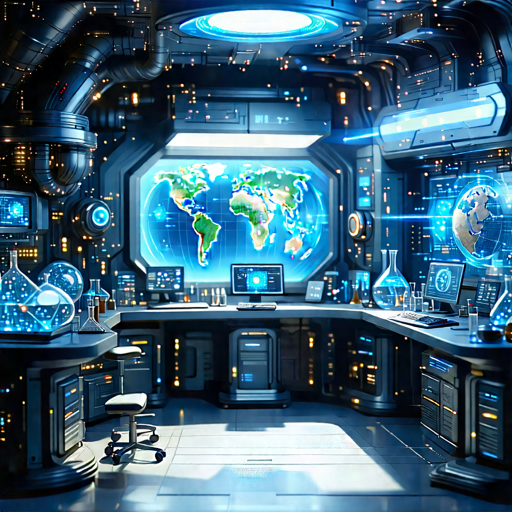 Futuristic Research Laboratory With Futuristic Setting,