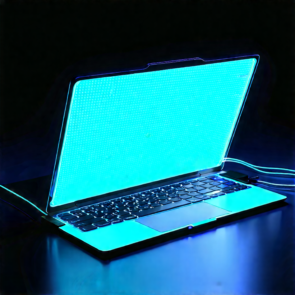Laptop With Glowing Screen With Laptop Computer