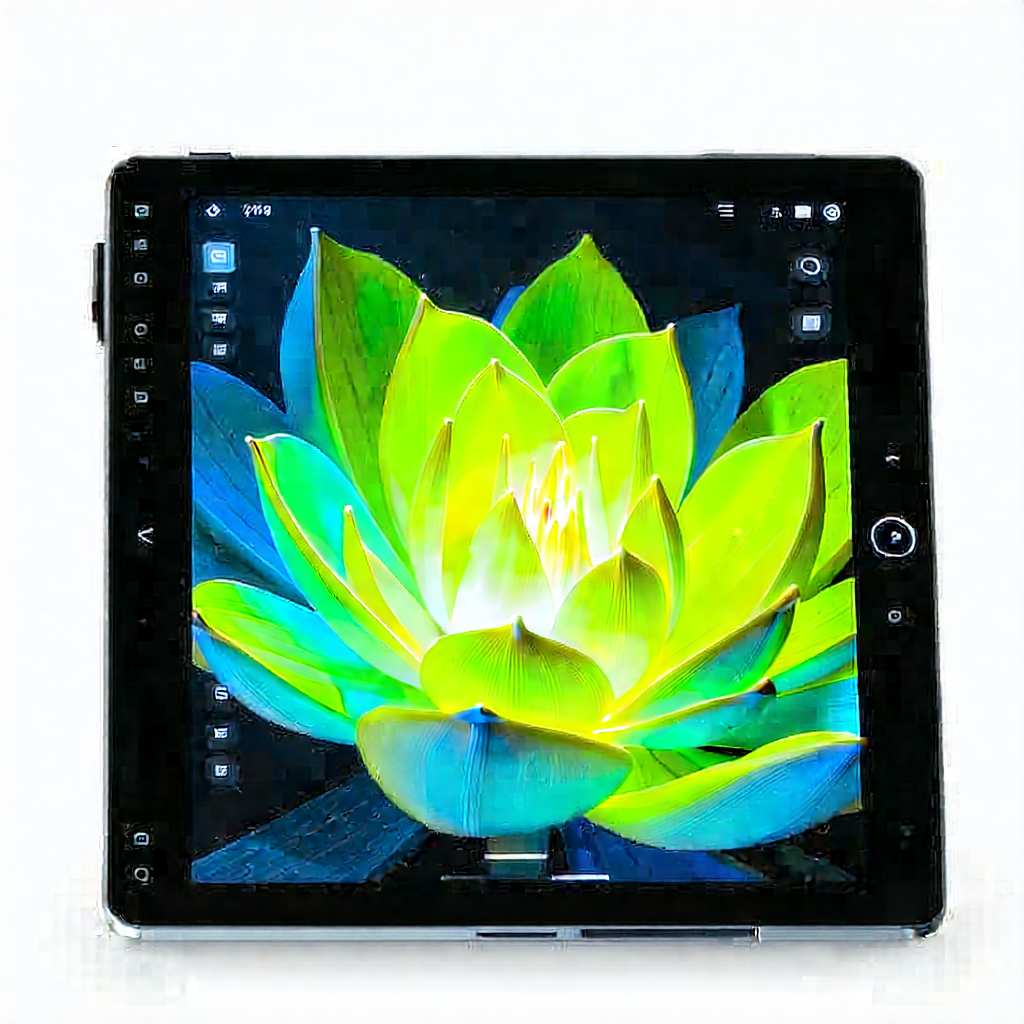 Tablet with glowing screen