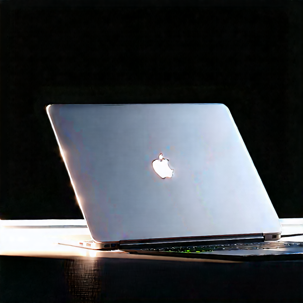 Laptop With (digital:1.25) Artwork With Silver Apple