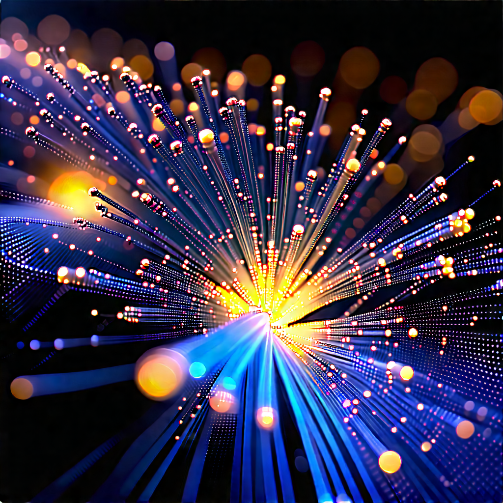 Close-up of fiber optic cables