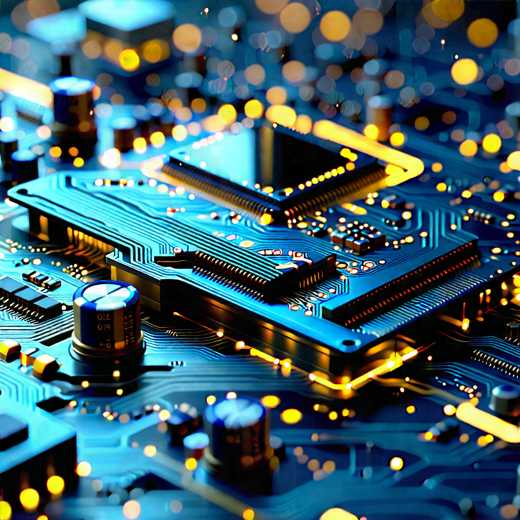 Close-up Of Electronic Circuit With Close-up Computer