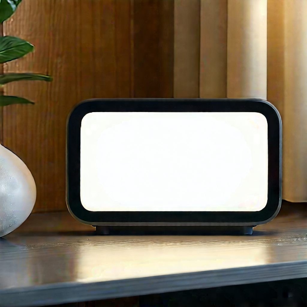 Smart Home Device With Glowing Screen With Small Black