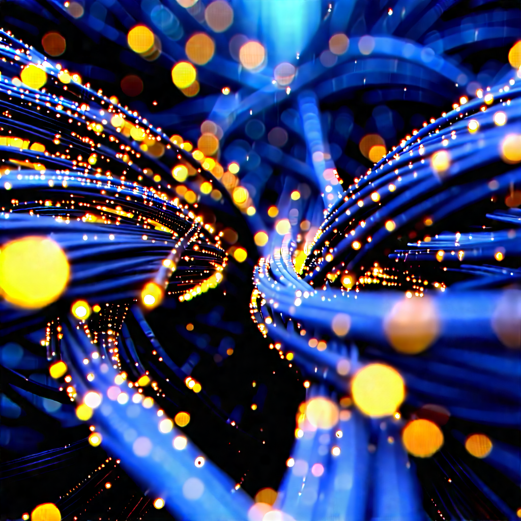 Close-up of fiber optic cables