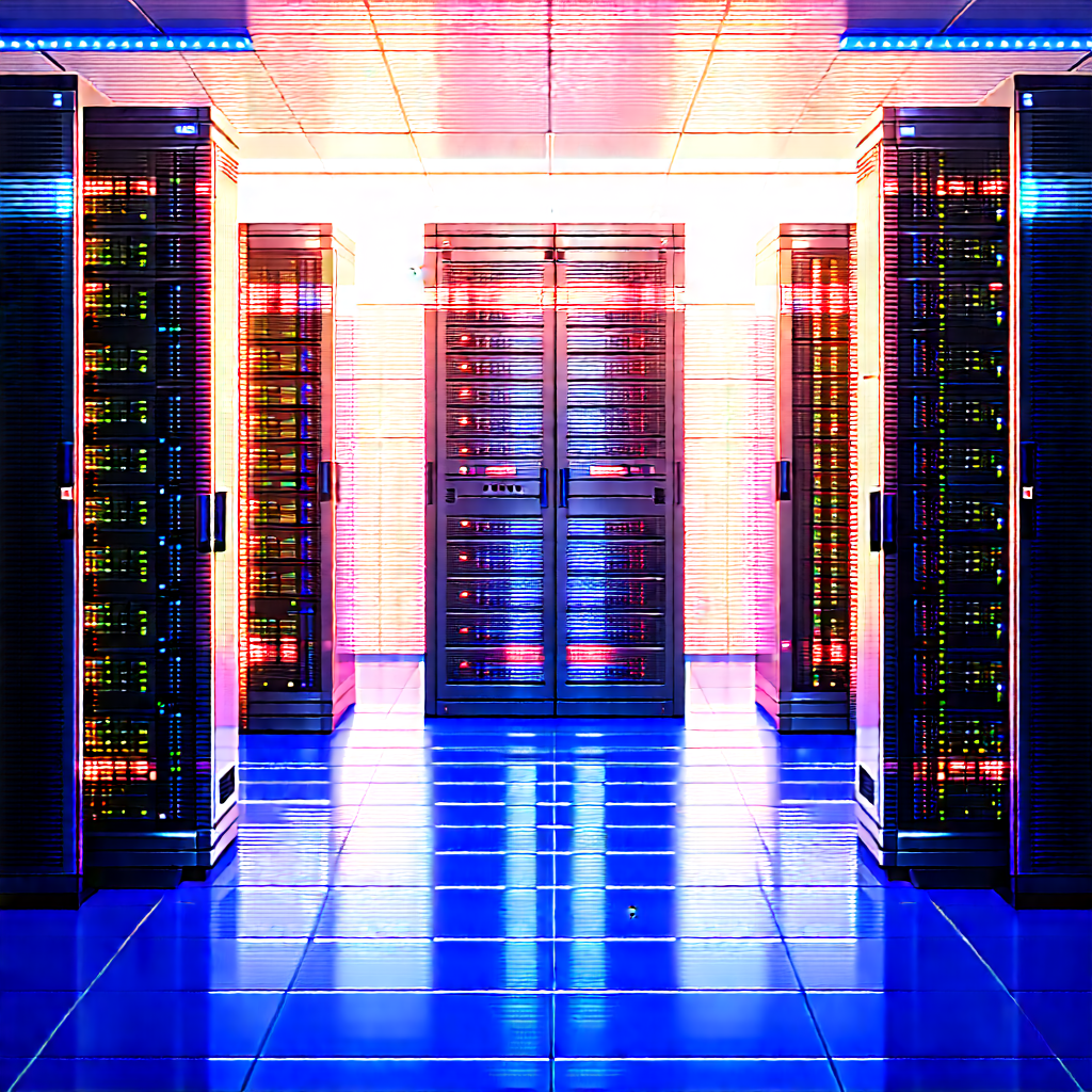 Futuristic Server Room With Large Room