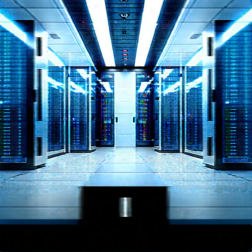 Futuristic Server Room With Black White