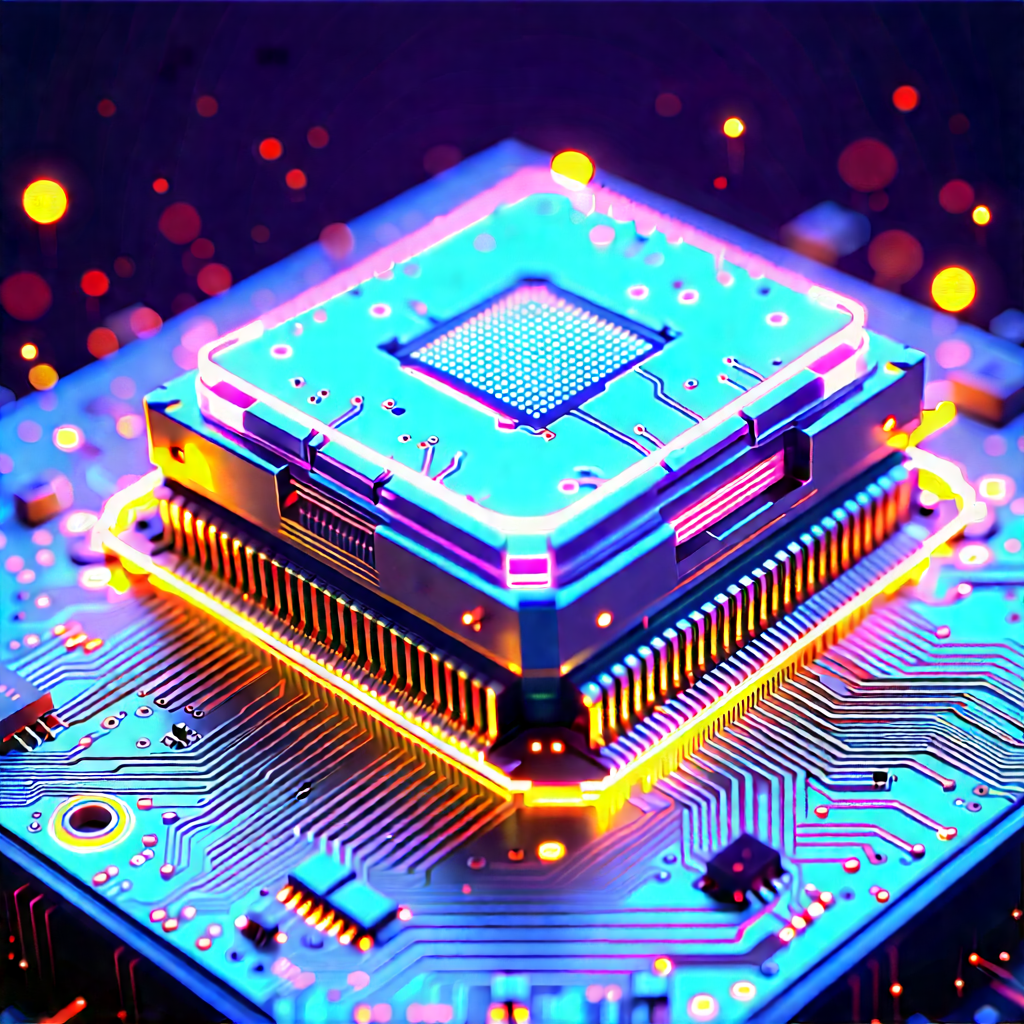 Microchip with neon accents