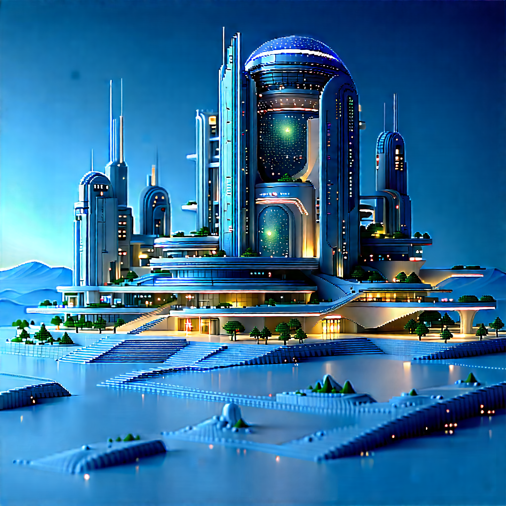Futuristic Innovation Hub With Futuristic Cityscape