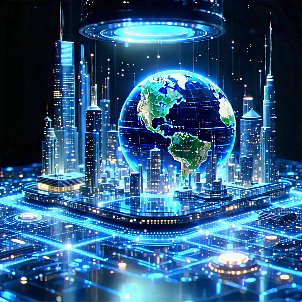 Futuristic Tech Startup Office With Blue White