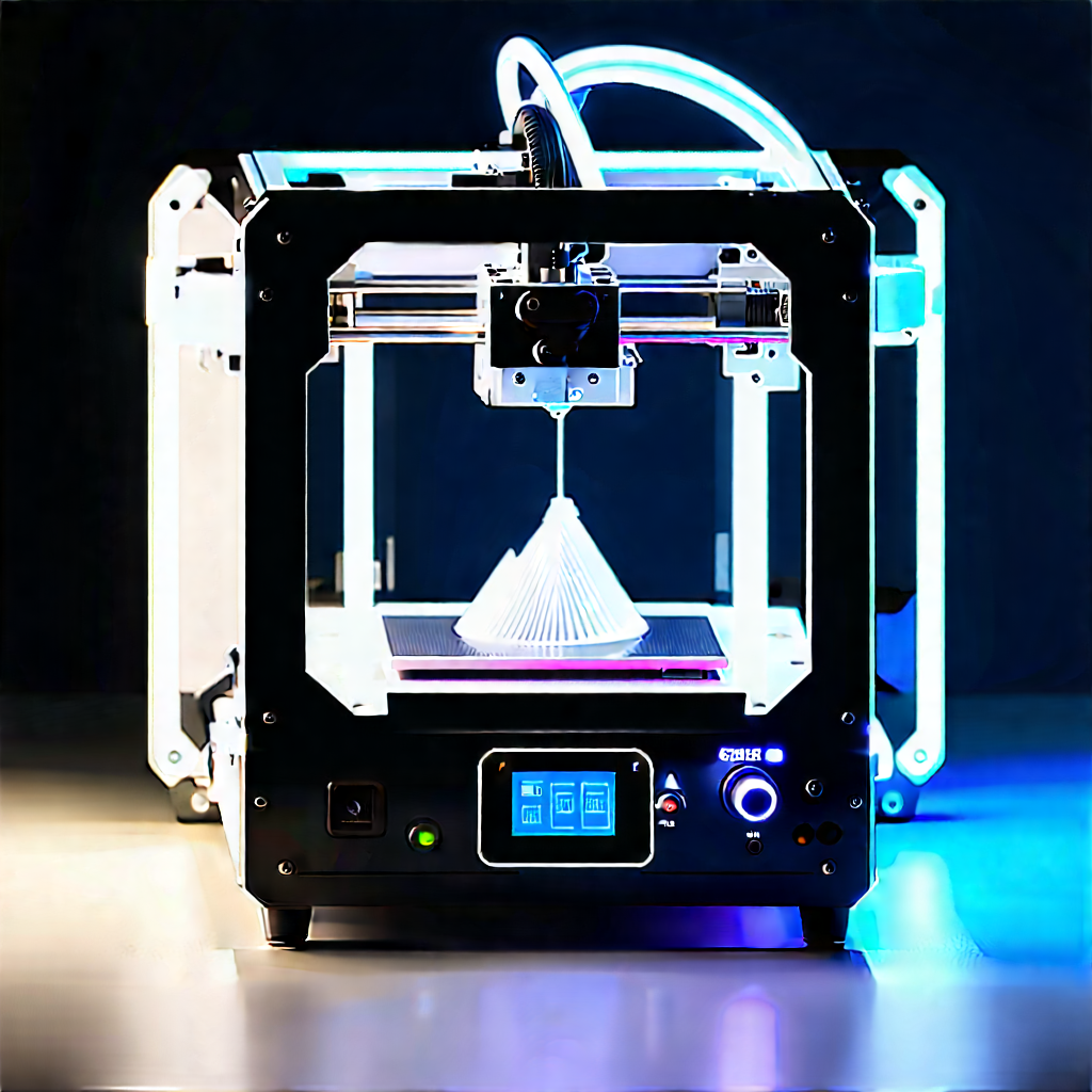 3d Printer With Neon Accents With Printer Shown