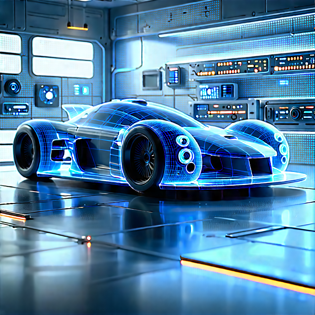 Automotive Technology In Modern Laboratory With Futuristic Parked