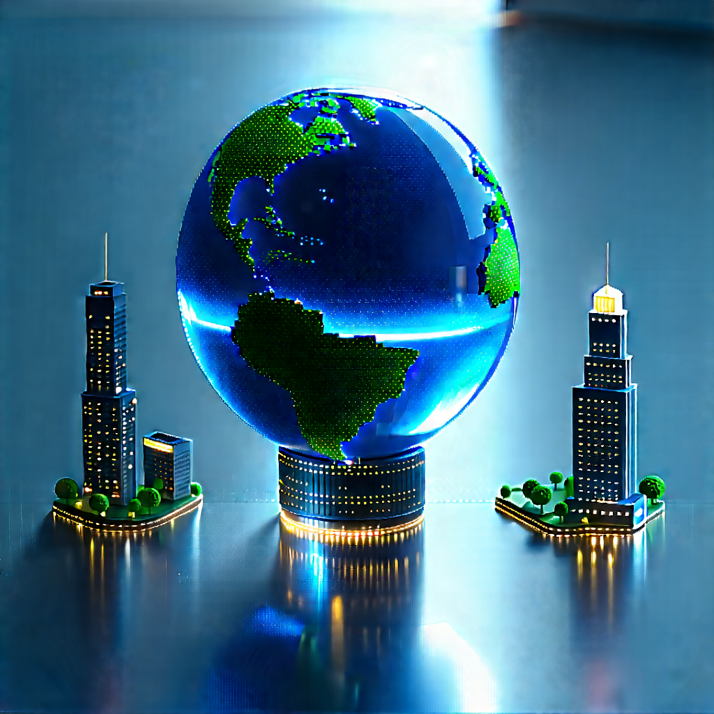 Digital Transformation Visualization With Large, Blue,