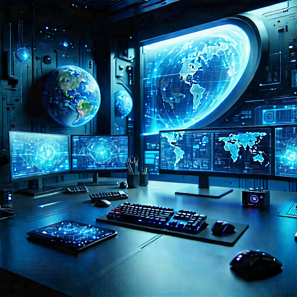 Futuristic digital workspace
