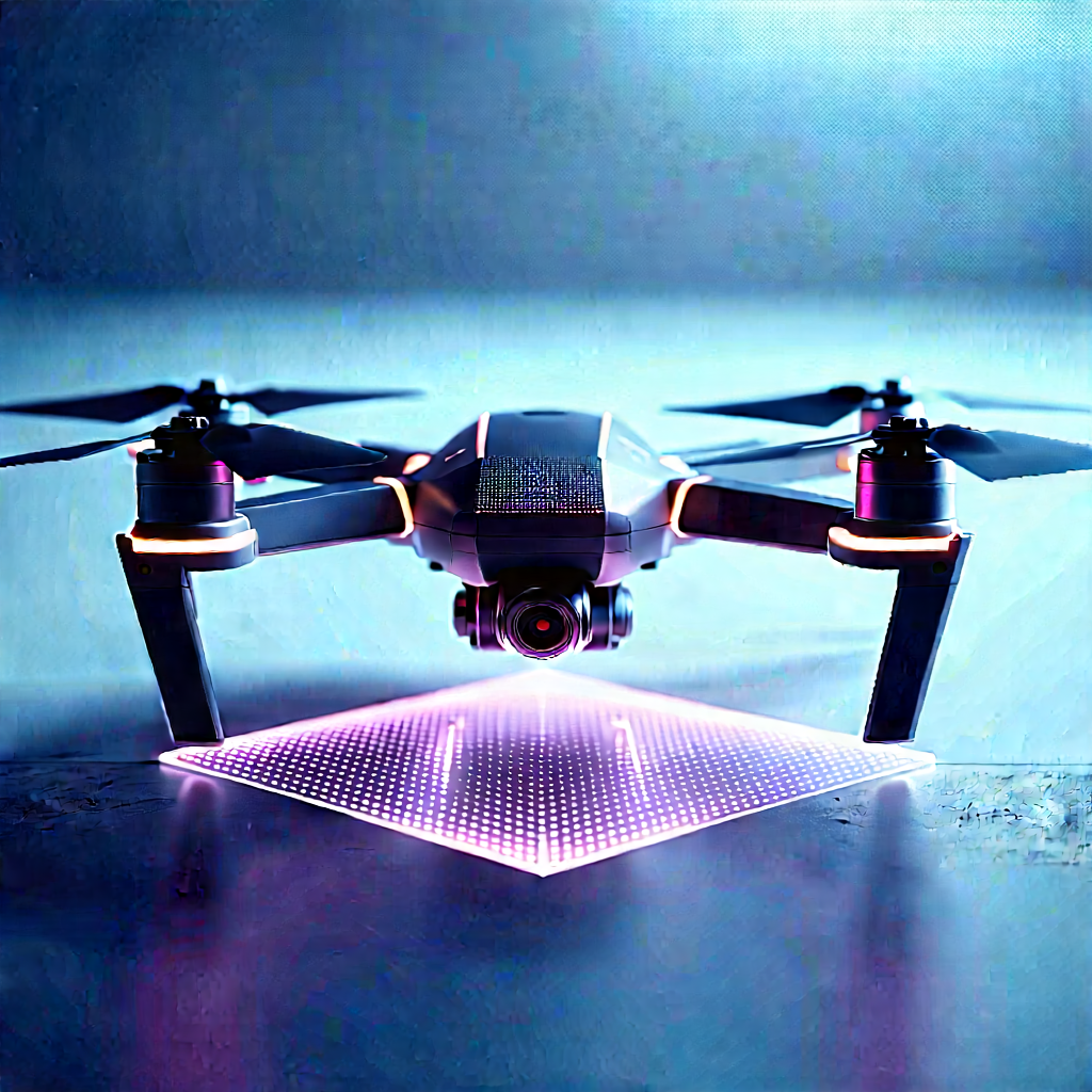 Drone With Holographic Display With Black Drone