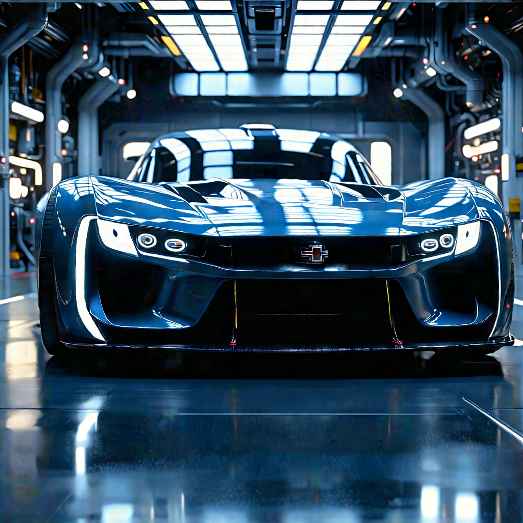 Automotive Technology In Manufacturing Facility With Blue Sports
