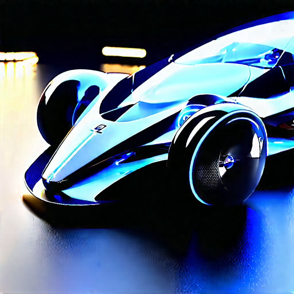 Innovative Electric Vehicle (design:1.34) With Futuristic Blue