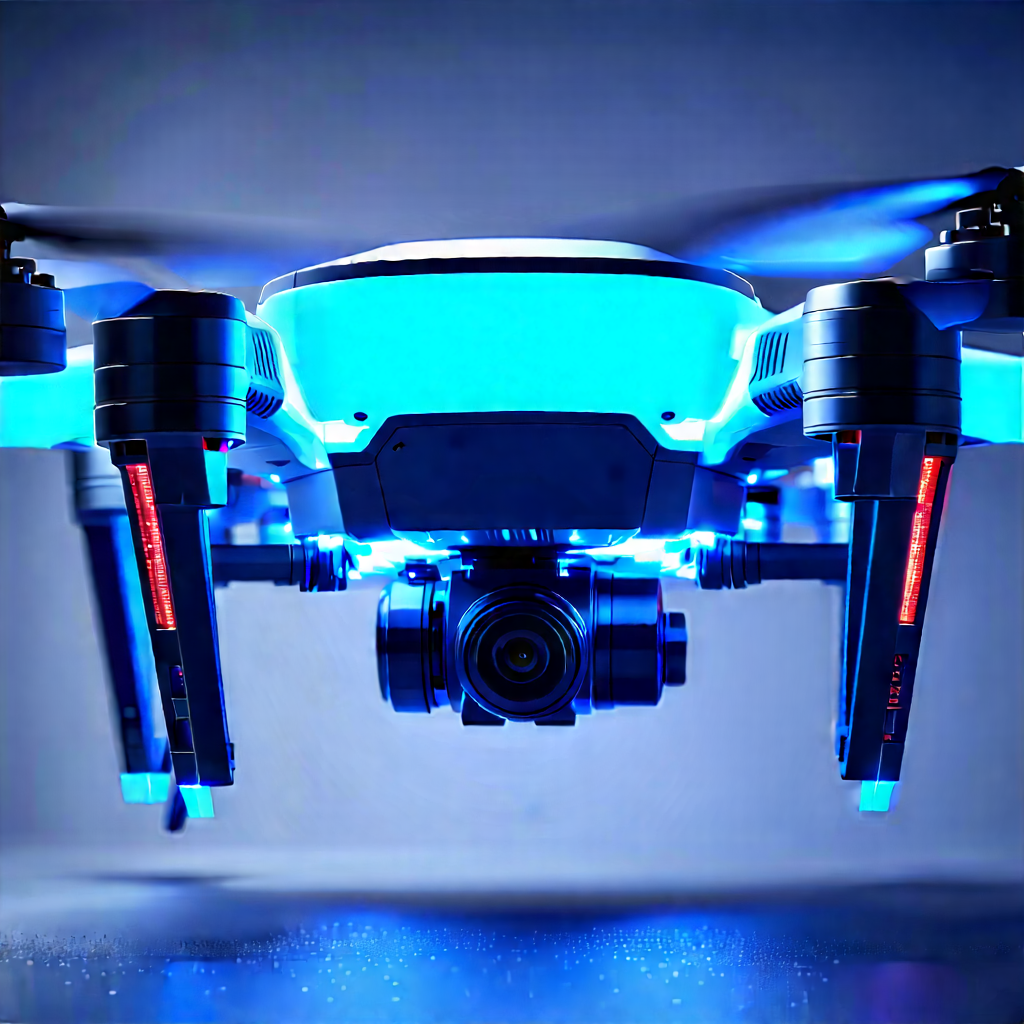 Drone With Glowing Screen With Blue Drone