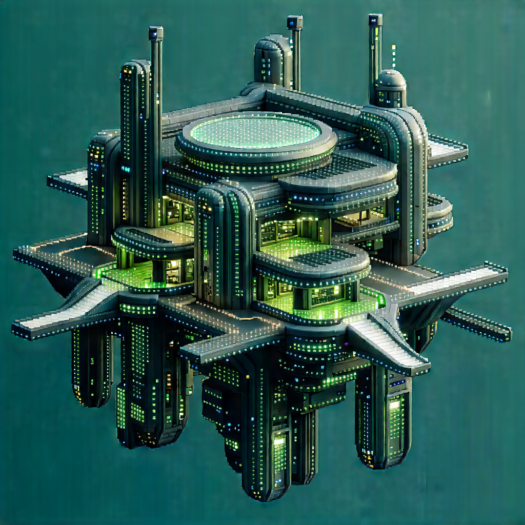 Futuristic Innovation Hub With Futuristic Cityscape,