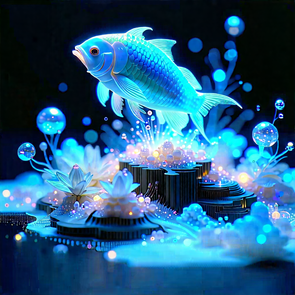 3d Printer With (digital:1.36) Particles With Blue Gold