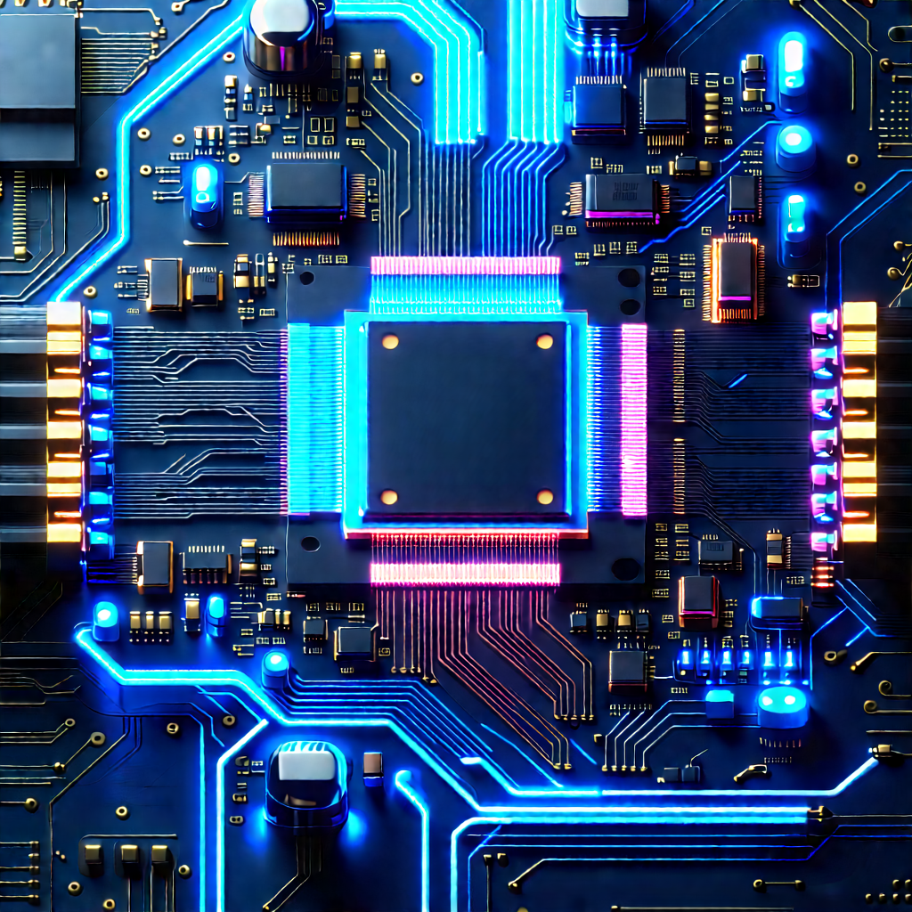 Circuit board with neon accents