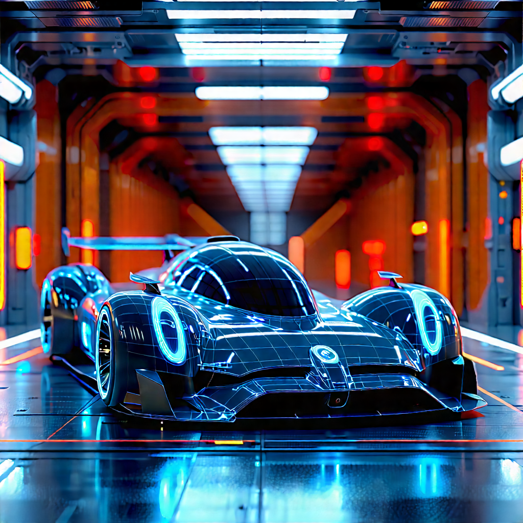 Automotive Technology In Manufacturing Facility With Futuristic Race