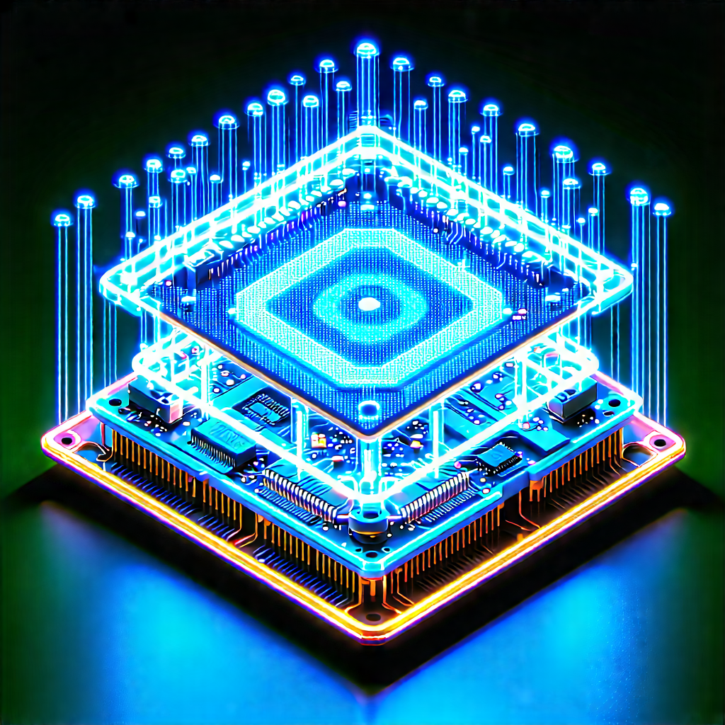 Quantum Computer With Neon Accents With Brightly Lit,