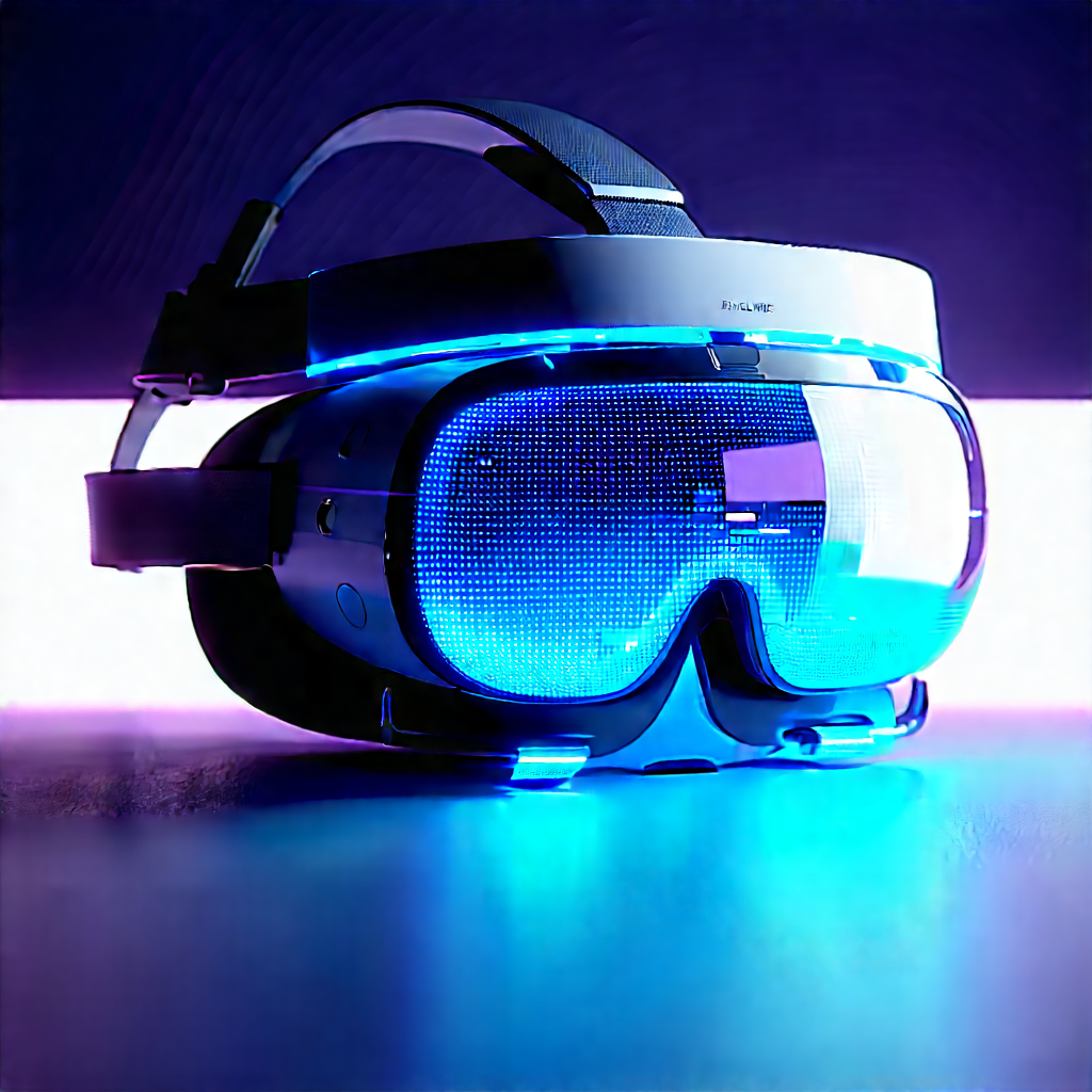 Vr Headset With Data Visualization With Pair Blue