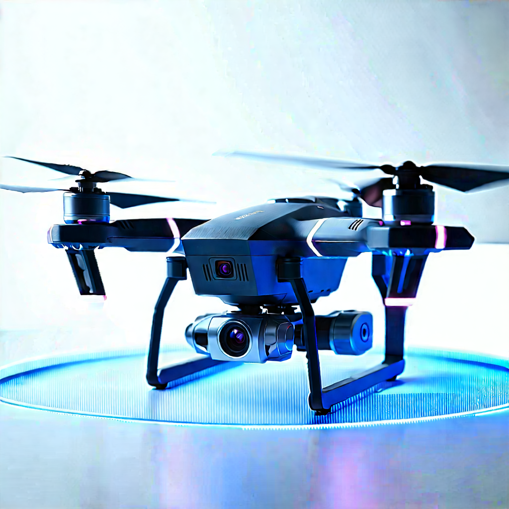 Drone With Data Visualization With Black Drone