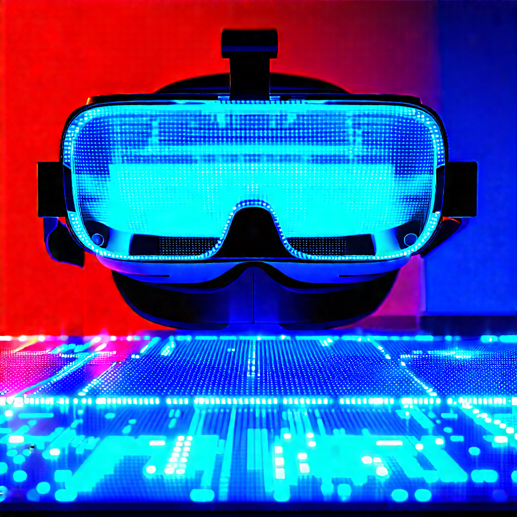 Vr Headset With Holographic Display With Pair Blue