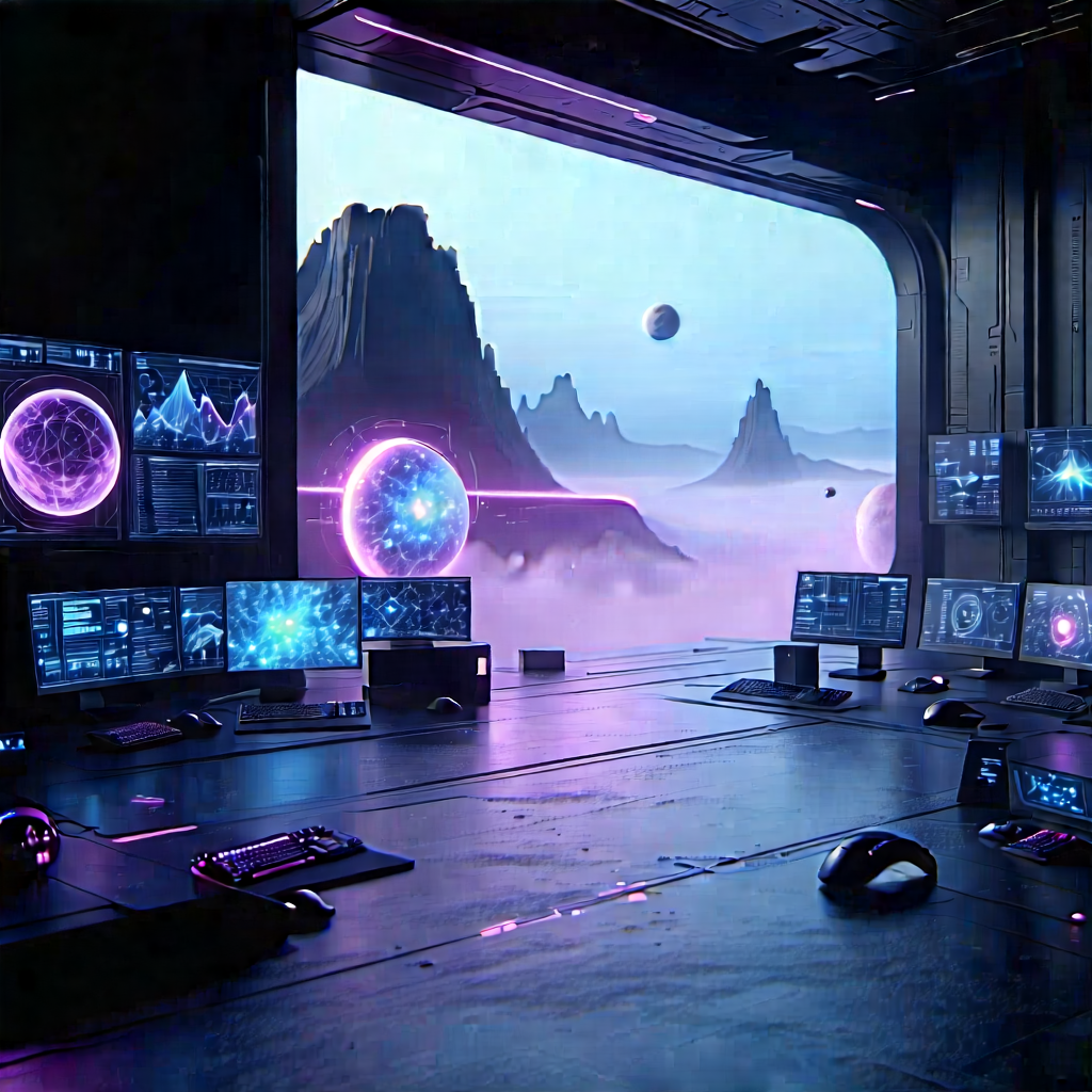 Futuristic digital workspace