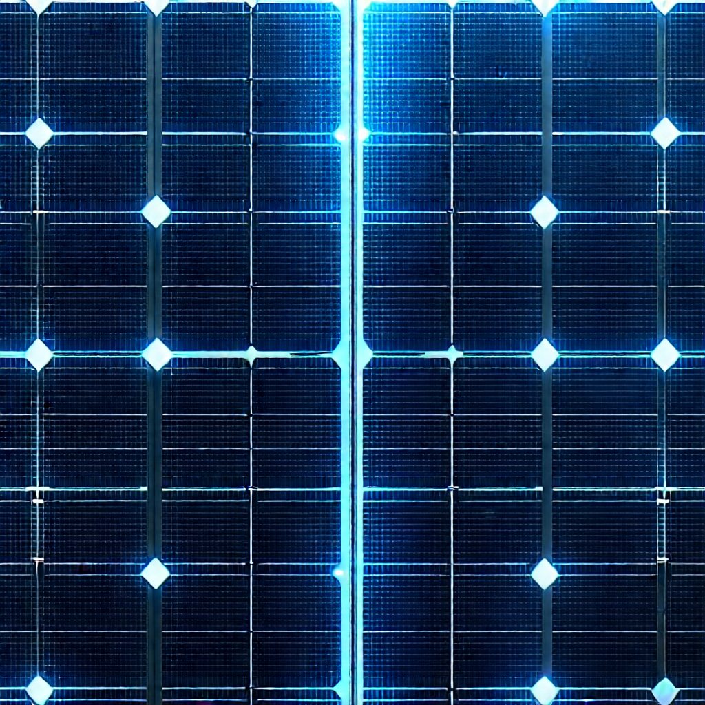 Solar panel with blue light glow