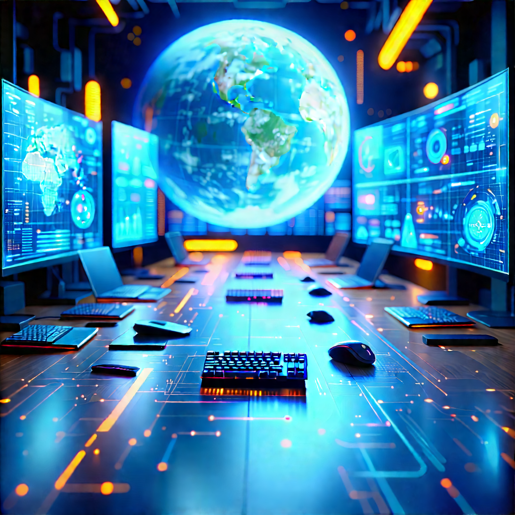 (futuristic:1.18) Tech Startup Office With Image, There