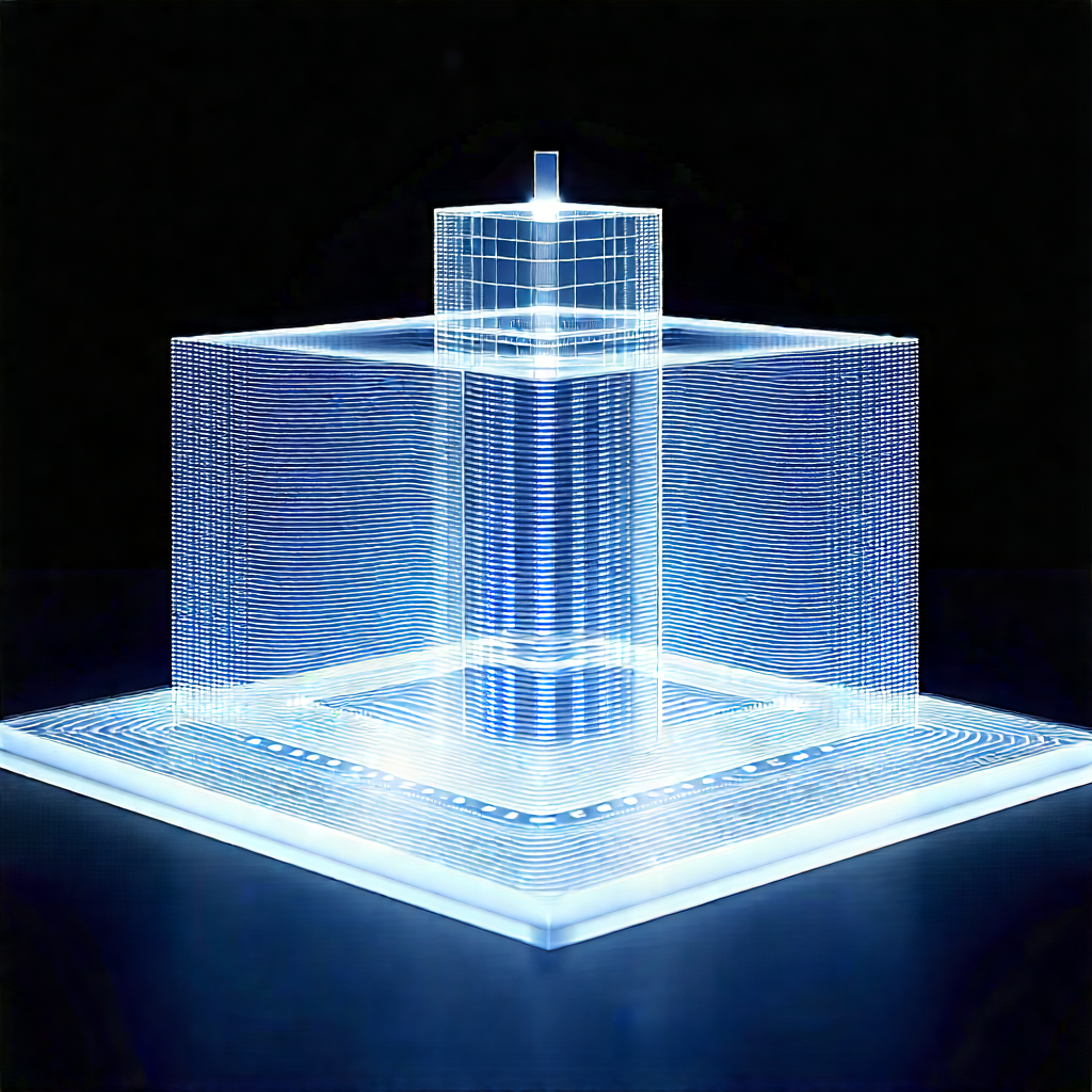 Financial Technology In Research Center With Blue White