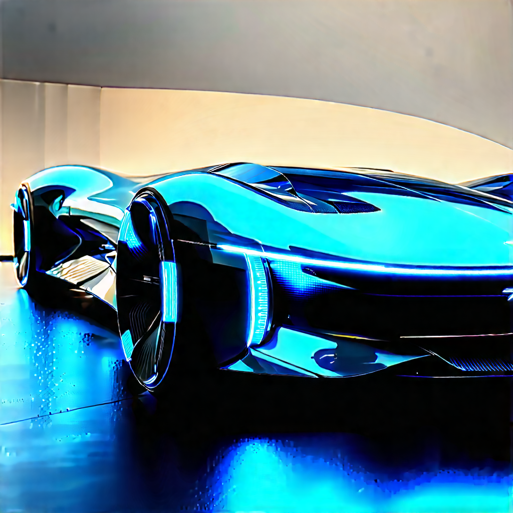 Innovative Electric Vehicle (design:1.14) With Futuristic Blue