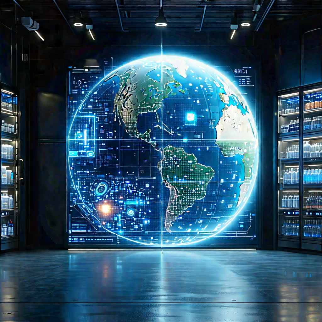 Entertainment Technology In Manufacturing Facility With Large, Illuminated