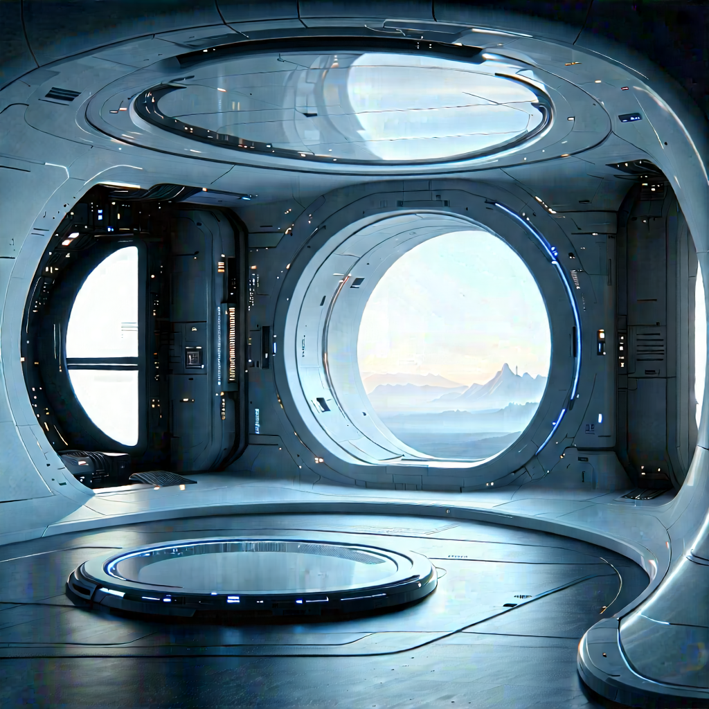 (futuristic:1.46) Tech Startup Office With Image, There