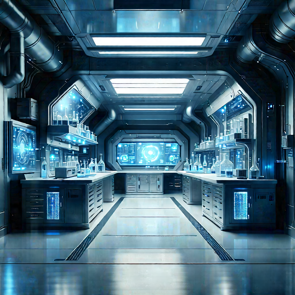 Futuristic Research Laboratory With Image, There