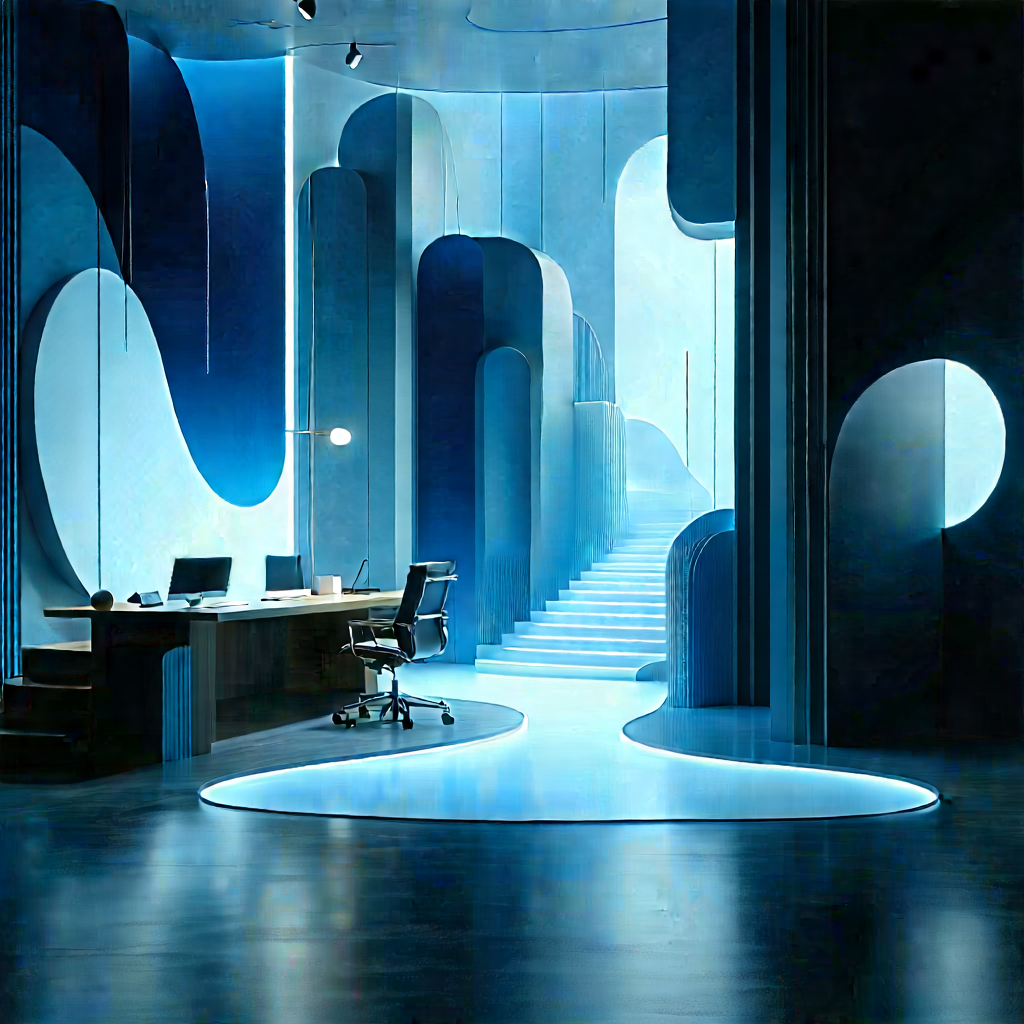 Futuristic tech startup office